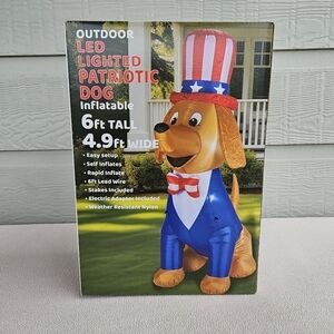 Airblown Inflatable Patriotic Uncle Sam Dog 6ft Lighted July 4th Outdoor Decor